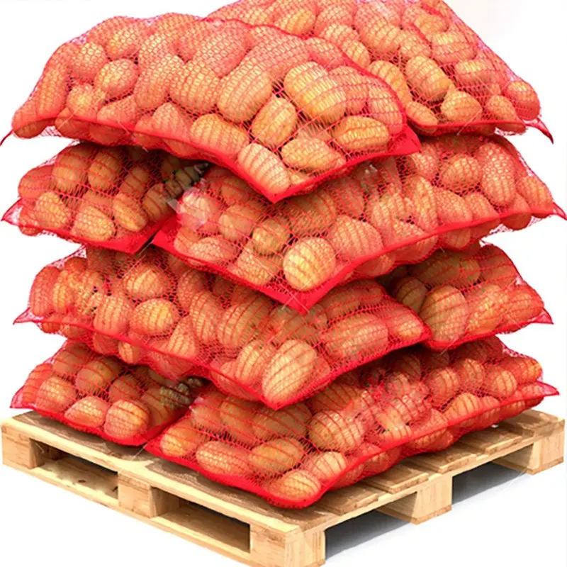 Frutas E Legumes 25kg 50kg Cebola Batata PP Leno Mesh Net Drawstring Bags