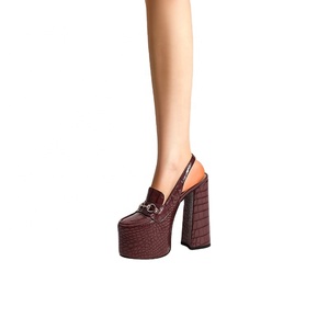 Zapatos de Tacón Plataforma Personalizables para Mujer, Estilo Mocasín, Tacón Grueso, Detalle de Horsebit, 13.5cm, Parte Superior de PU, Tendencia de Moda Otoño - Product Image 5
