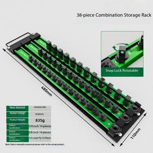 Juego de 3 piezas de soportes portátiles para rieles de alta resistencia con clip, ajustables, giratorios lateralmente, para almacenamiento de herramientas, construcción metálica - Product Image 2