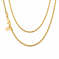 Collier tendance en chaîne torsadée plaqué or 18 carats, résistant au ternissement, étanche, pour superposition, style hip-hop, unisexe