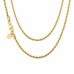Collar de Cadena Trenzada de Moda, Chapado en Oro de 18K, Resistente al Deslustre, Impermeable, para Combinar en Capas, Estilo Hip Hop, Unisex - Product Image 1