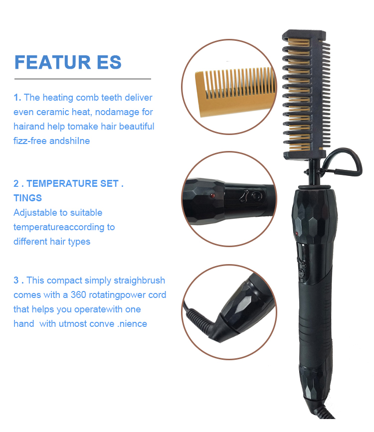 Professional copper metal Hair Straightening Comb brush Hot Electric Hair Straightener comb for hair,curling iron bling hot comb