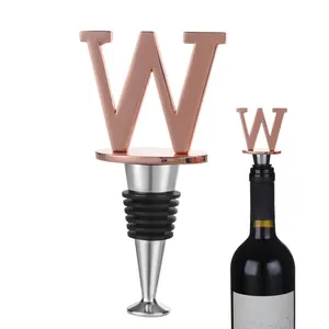 Wholesale 2024 Personalized Custom Logo Stainless Steel Vodka Soda Beverage Wine Glass Metal Letter Bottle Stopper With Grip Top