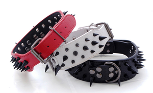 Collar de perro de Mascota de cuero PU con pinchos de lujo, diseño impermeable personalizado, patrón sólido, remache, Collar de mascota sostenible - Product Image 5