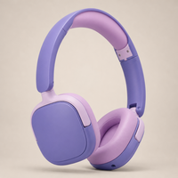 Headphone Nirkabel Over Ear Headset Stereo Musik Ringan Nyaman untuk Wanita, Remaja Putri, dan Anak-Anak
