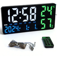 Reloj Despertador LED Digital Grande de 14 Pulgadas con Pantalla de Día, Fecha y Semana, Luces Nocturnas, Temperatura, Humedad, Temporizador, para Montar en la Pared, para Sala de Estar