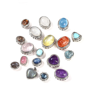 Bán buôn Aquamarine may mắn DIY pha lê phụ kiện hình bầu dục Cabochon trong hợp kim Rutilated thạch anh thiết lập tinh thể đồ trang sức thành phần - Product Image 4
