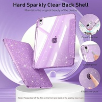 Étui de protection avec emplacement pour stylet, design pailleté, transparent, résistant aux plis, pour iPad 11 et Air 10e génération