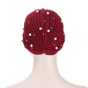 Nuevo Turbante Islámico Musulmán <span class=keywords><strong>de</strong></span> Modal con Cuentas y Terciopelo para Mujer, Pañuelo para la Cabeza, Hiyab, Gorro para Quimioterapia, Venta <span class=keywords><strong>de</strong></span> Fábrica - Product Image 3
