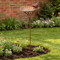 Bain d'oiseaux en métal en forme de feuille rouillée, mangeoire pour oiseaux, décoration extérieure pour jardin, cour et aménagement paysager