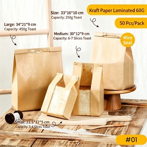 Sacs à pain en kraft personnalisés avec fenêtre, en papier résistant à l'huile, pour pain grillé, gardent le pain frais, compostables - Product Image 4