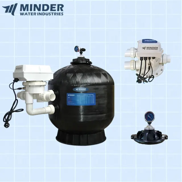 Minder Pool Auto Backwash Fiberglass Material Swimming Pool Accessories Top Side Mount Sand Filter