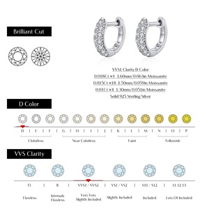 Exquisite S925 Sterling Silver Classic Sparkling Round D Color Moissanite Small Hoop <b>Earrings</b> for Women <b>Fine</b> Jewelry - Product Image 3