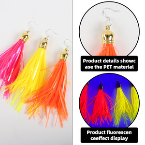 Boucles d'oreilles à pampilles néon fluorescentes pour fête fluo, Halloween, discothèque, accessoires de costume cool pour jeunes, <span class=keywords><strong>rave</strong></span> et photos - Product Image 1