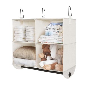 Fabric Hanging Closet Organizer with Garment Rod 4 Section Closet Hanging Shelves - Product Image 1