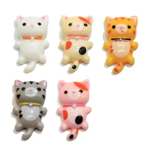 Kawaii 고양이 만화 동물 플랫 백 수지 카보 숑 다채로운 공예 아이 머리 활 액세서리 DIY 장식