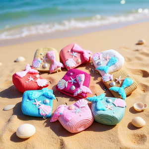 Bolsa Tejida de Paja con Conchas Marinas y Estrellas de Mar, 12x14cm, Accesorio de Playa para Niños - Product Image 2