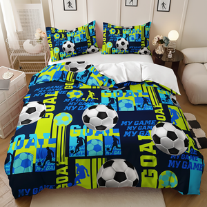 Customised <strong>Football</strong> <strong>Duvet</strong> <strong>Cover</strong> 3 Piece Microfiber Fabric 500TC Bedding Set for Home &amp; Hotel Use - Product Image 1