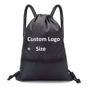 Custom Logo Promotional Gift Sublimation Printed Draw String Bag Nylon Sports Drawstring <b>Backpack</b> <b>With</b> Zipper - Product Image 6