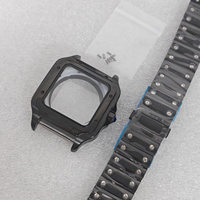 Kit de boîtier de montre carré en acier inoxydable 316L style Santos, bracelet, verre minéral, compatible NH35/NH34/8215, logo personnalisé, couleur OEM ODM