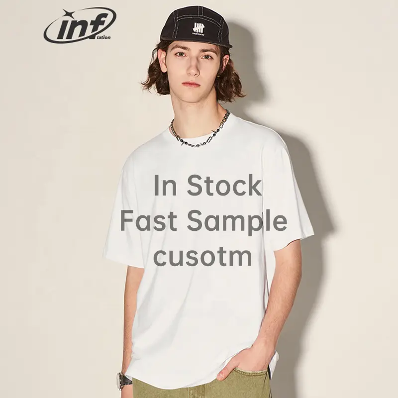 INFLATION Blank Black Cotton Tshirt Men Street West Coast Oversize White Custom Logo Tshirt