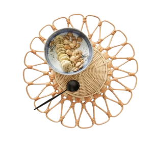 Offre Spéciale plaque de chargeur en rotin naturel fait à la main plateau de tissage en bambou Style Viet Nam conception de fleurs pour les mariages en gros Viet Nam - Product Image 6