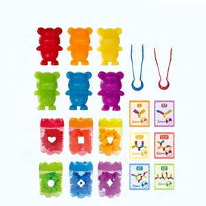 STEM Montessori color recognition sorting matching counting educational toy soft animal stacking build blocks game for children
