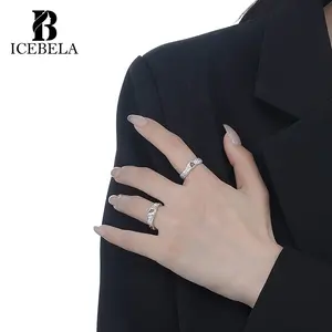 Venta al por mayor de joyería de moda, anillos de Rubí, anillo de Plata de Ley 925 con textura dañada Natural para mujeres, alta calidad, moda J1256