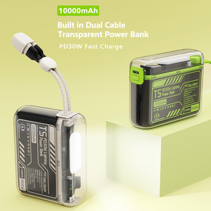 Xách tay PD20 nhanh phí tốc độ không dây được xây dựng trong đôi-cáp pd30w <span class=keywords><strong>KC</strong></span> PSE trong suốt Powerbank 10000mAh ngân hàng điện - Product Image 2