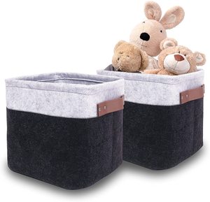 High Quality felt rattan storage woven storage basket with lid brown baby storage basket