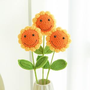 Flor de hilo creativa hecha a mano para el Día del Maestro, girasol sonriente, flor eterna, producto terminado - Product Image 6