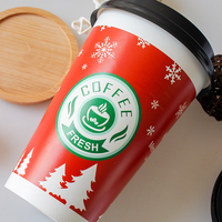 Tasse à thé au lait rouge à double paroi jetable avec logo personnalisable avec couvercle pour boissons chaudes Gobelet en papier de Noël Style à paroi unique pour le vin