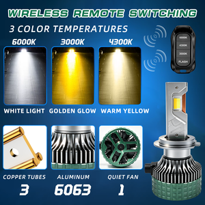 DGLS พรีเมียม F14 H11 <span class=keywords><strong>LED</strong></span> - 180W ไร้สาย ปรับเปลี่ยนสีได้ 3 สี ตัวเลือกทดแทน <span class=keywords><strong>Osram</strong></span> <span class=keywords><strong>Night</strong></span> <span class=keywords><strong>Breaker</strong></span> ขั้นสูงสุด - Product Image 2