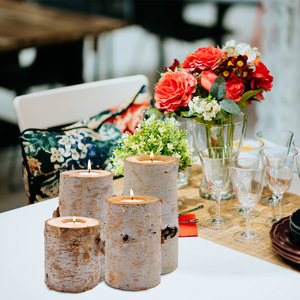 Wholesale Decoration Home Party Used <strong>Tealight</strong> Natural Birch Wood Candle <strong>Holders</strong> - Product Image 5