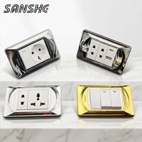Interrupteur mural SANSHE finition chrome argenté, prise universelle de type 118 avec USB Type-C et ensemble de prises électriques modulaires