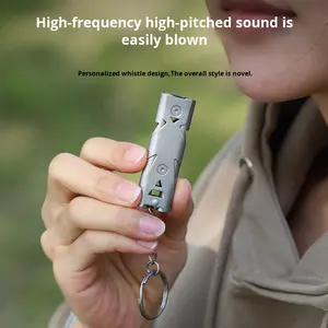 Высокодецибел из нержавеющей стали, свисток для выживания, двухтрубный, аварийно-спасательный свисток, спасательный высокочастотный свисток - Product Image 2