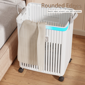 Ensemble de <span class=keywords><strong>rangement</strong></span> pour linge sale pliable avec <span class=keywords><strong>panier</strong></span> à roulettes en plastique, type autoportant pour salle de bain - Product Image 5