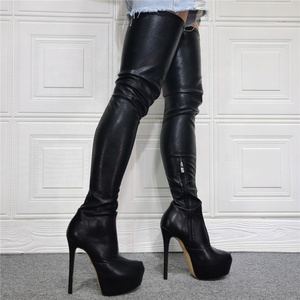 Big Size 47 Platform Skintight Side Zip Solid Women Over Knee High <b>Boots</b> Round Toe Thin High Long Booties for Ladies Wholesale - Product Image 4