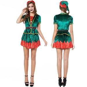 Costume d'elfe en velours pour adultes, hommes et femmes, ensemble complet pour fête de Noël HP FCDR-003 - Product Image 2