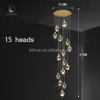 Lustre suspendu en cristal K9 pour escalier et plafond haut, combinaison multi-lampes, luminaire de luxe personnalisé pour bar, comptoir et chevet