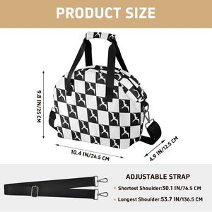 <span class=keywords><strong>Bolsa</strong></span> <span class=keywords><strong>Térmica</strong></span> Aislante para Alimentos, Diseño a Cuadros Blanco y Negro, con Correa <span class=keywords><strong>de</strong></span> Hombro Extraíble, Marca Iwa Birds - Product Image 3
