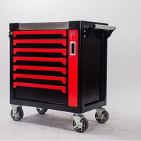 Chariot à outils robuste en acier inoxydable OEM à 7 tiroirs avec roulettes et coffre, 258 pièces