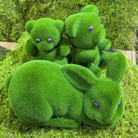Ours en mousse artificielle de luxe faits à la main, imperméables, pour la décoration de la maison et du bureau, animaux de jardin en peluche vert