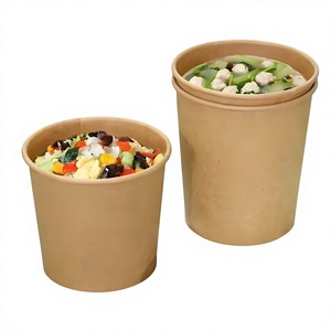 Cubo de papel kraft desechable para palomitas, de pared simple, impermeable y resistente al aceite, reciclable, para uso comercial - Product Image 1