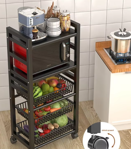 Estante de Almacenamiento de <span class=keywords><strong>Cocina</strong></span> de Múltiples Niveles, con Cajón Extraíble, Cesta Metálica para Verduras, Juego de Almacenamiento de <span class=keywords><strong>Cocina</strong></span> - Product Image 4