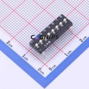 DTH08GE DIP Switch Through hole Component (THT) Switch Single Pole Double Throw 8 2.54mm 25mA - Product Image 1