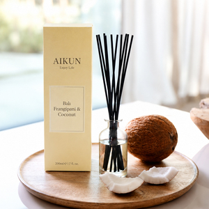 Aikun Home Fragrance And Gift Box Supply Export 200 Milliliter Coconut Frangipani Reed <b>Diffuser</b> Set For Bathroom Spa Resort - Product Image 1