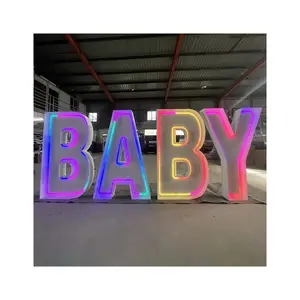 New Style Wedding Decoration Color Changing Neon Marquee Light Up Numbers Neon Signs For Birthday Party