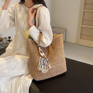 Tissé grande capacité fourre-tout station balnéaire sac de plage été femmes sac à main à la mode sacs de paille - Product Image 2