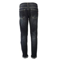 Jean vintage homme coupe droite taille mi-haute slim fit avec broderie et détails boutonnés, denim bleu américain classique délavé à faible élasticité, ODM
